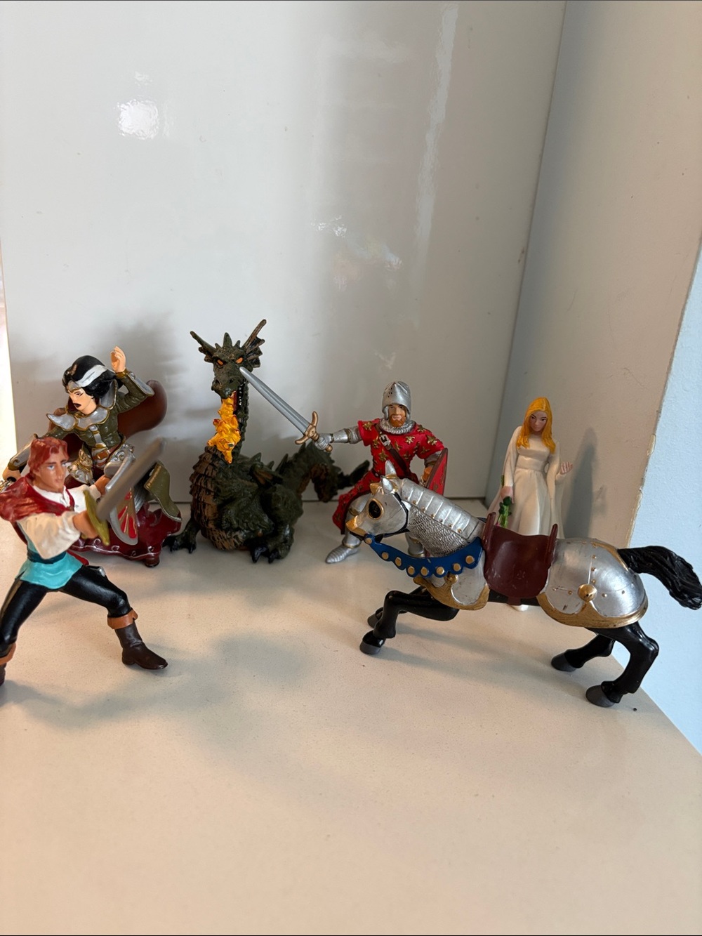 Lot of 6 Vintage Papo PVC Handpainted Medieval Playset Figures